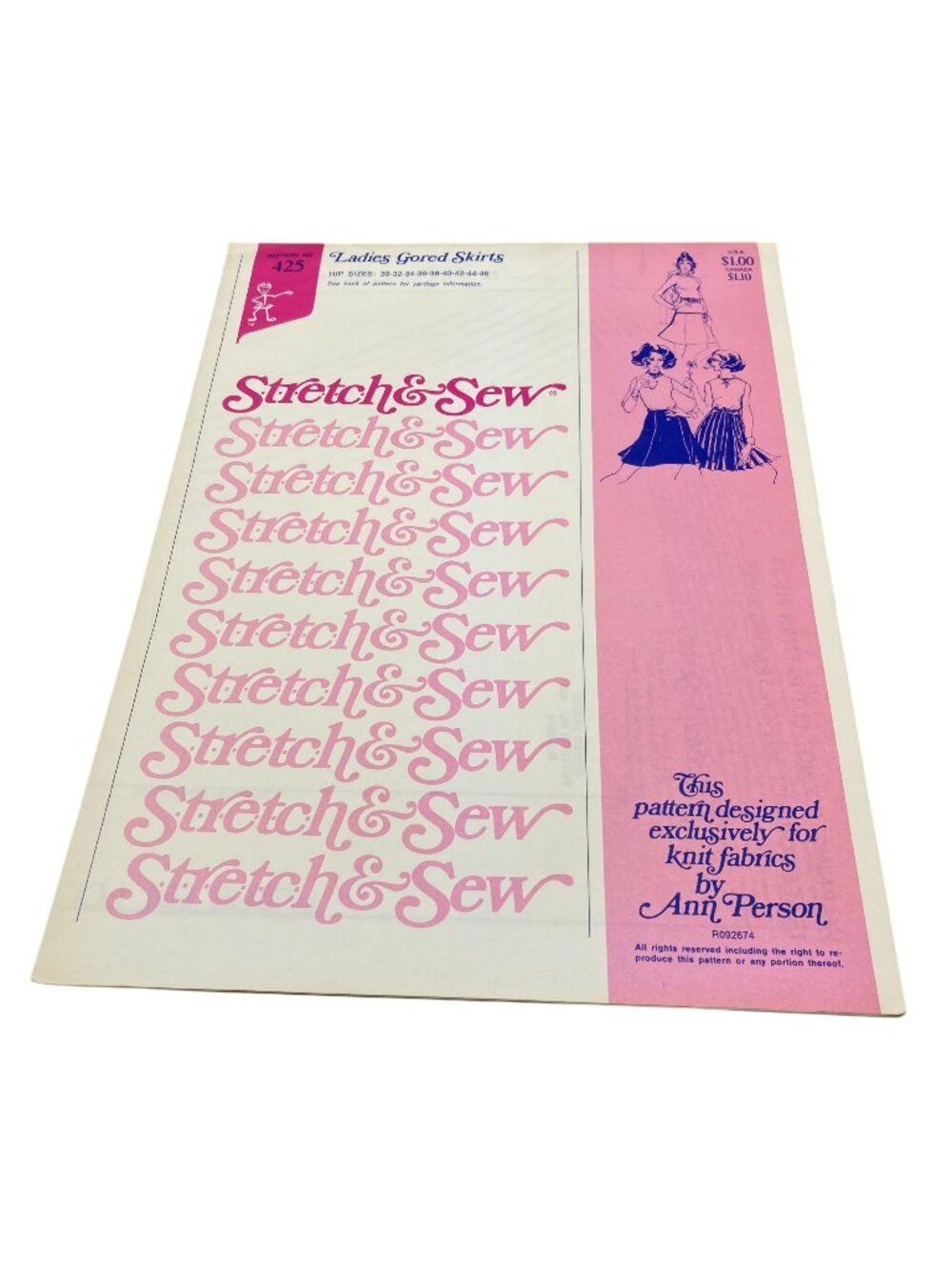 UNCUT Vintage Sewing PATTERN Stretch and Sew 425 by Ann Person, Ladies 1974 Gore